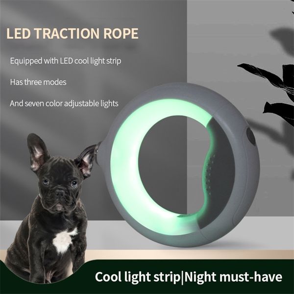 Correa retráctil para perro, luz LED luminosa, cuerda de ruleta, correa para perro mascota, correas largas automáticas para perros pequeños y grandes 220610