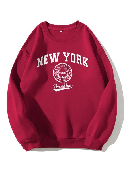 

letter graphic drop shoulder thermal sweatshirt f9zm#, Black