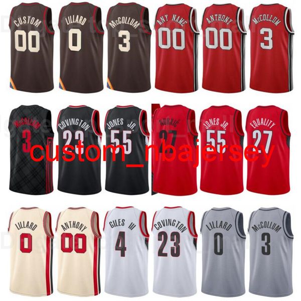 Şehir Kazanılan Baskı Basketbol CJ McCollum Jersey 3 Damian Lillard 0 Jusuf Nurkic 27 Robert Covington 23 Carmelo Anthony 00 Takım