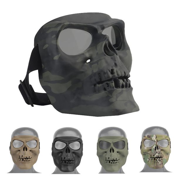 Maschera da teschio horror tattico per esterni Maschera da paintball Tiro Protezione per il viso Halloween Cosplay NO03-336