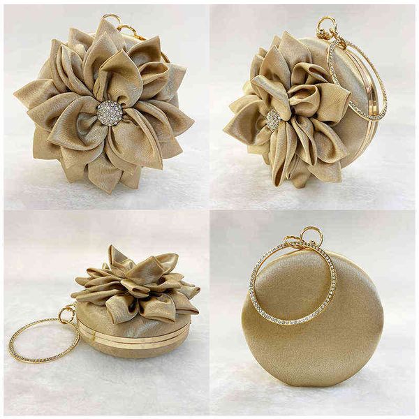 

silk flower purses and handbags for women designer luxury fashion girl female shopper solid color diamond crossbody evening bags 220509