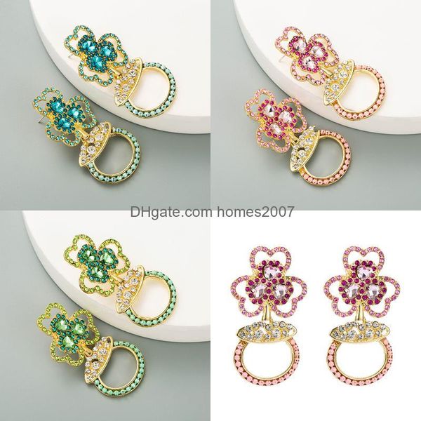 

fashion all match earrings stud jewelry woman dangle chandelier homes2007 wind personality clover floral sier needle alloy inlaid dri jllifc, Silver