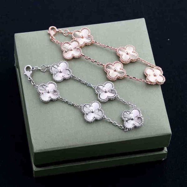 

classic fashion 4 leaf clover charm bracelets bangle chain 18k gold agate shell mother-of-pearl for women&girls linka22, Golden;silver