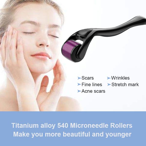 0.25mm 540 Titanium Microneedle derma Roller dermaroller Micro ago terapia per la crescita Anti perdita di capelli Trattamento per la cura della pelle