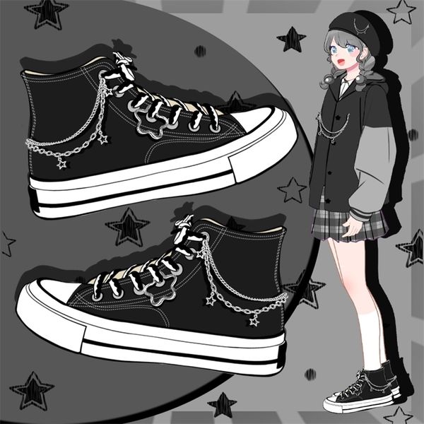

amy and michael original designers women sneakers fashion high casual flat canvas shoes students vulcanize plimsolls 220804, Black