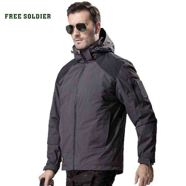 

soldier outdoor tactical military jacket men soft shell hooded cloth windproof warmth coat for camping hunting 2 sets t220811, Blue;black