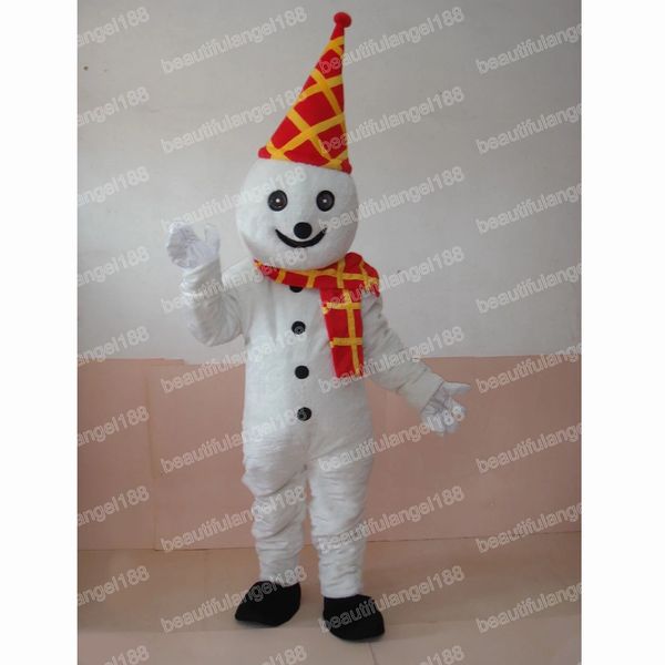 Costume da mascotte pupazzo di neve carino di Halloween Personaggio dei cartoni animati di peluche di alta qualità Personaggio a tema Natale Carnevale Adulti Festa di compleanno Vestito operato