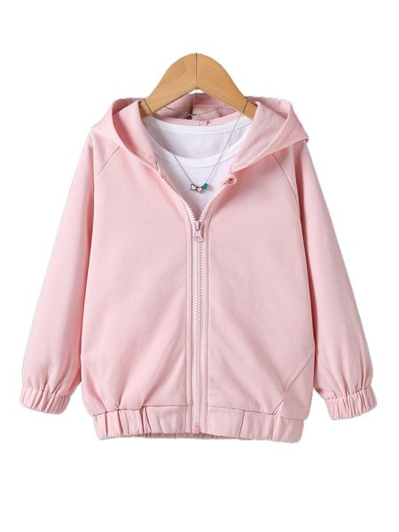 

toddler girls 1pc solid zip up raglan sleeve hoodie m6aw#, Black;white