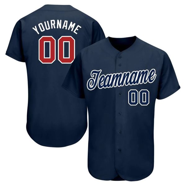 

custom navy red-white baseball jersey 212, Blue;black