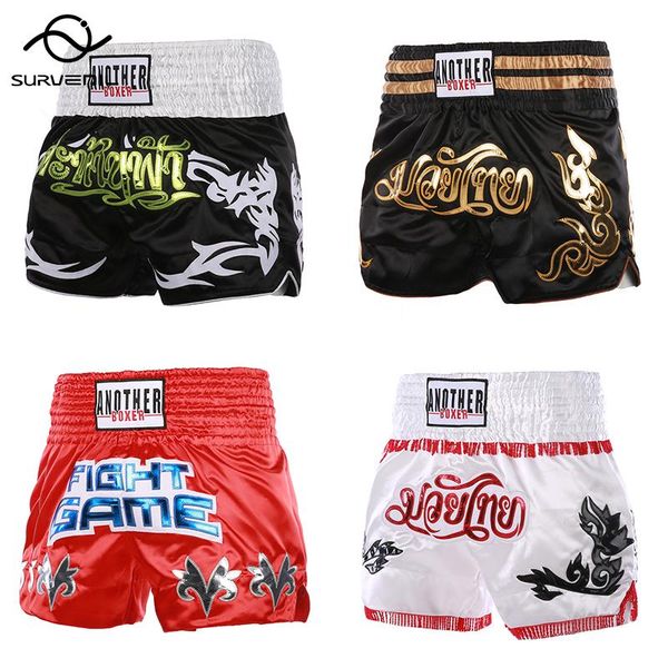

men's shorts boxing training pants mma kids adults muay thai embroidery breathable mens womens kickboxing fighting grappling shortsmen&, White;black