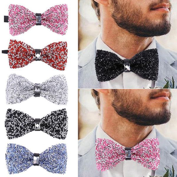 Fliege Diamant Krawatte Für Männer Glänzende Kristall Kragen Bowtie Luxus Hochzeit Bankett Party Bling Schmetterling Knoten Bräutigam Fier22