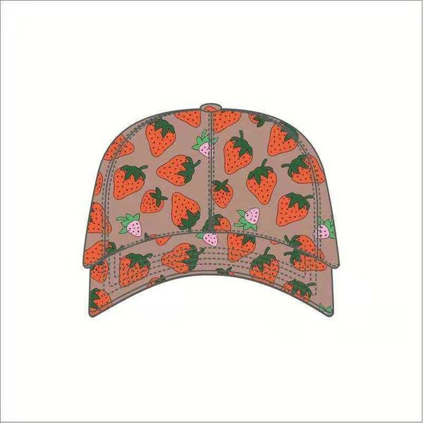 

classic letter strawberry print baseball cap women famous cotton adjustable skull sport golf ball caps curved cactus sun hat8, Blue;gray