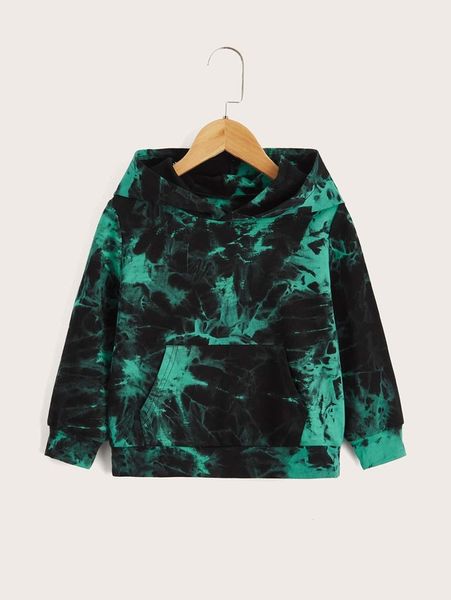 

toddler boys tie dye pouch pocket hoodie she, Black