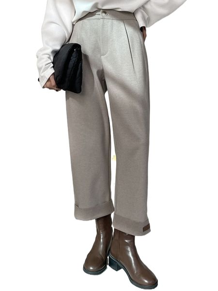 

dazy high waist patched detail wool-mix wide leg pants d2gy#, Black;white