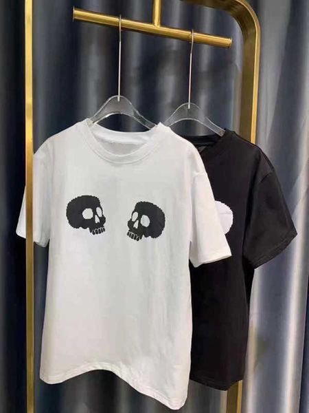

men's designer 2021 summer men and women's simple skull hip hop short sleeve s-xxl.cotton t shirt loose couple italian style, White;black