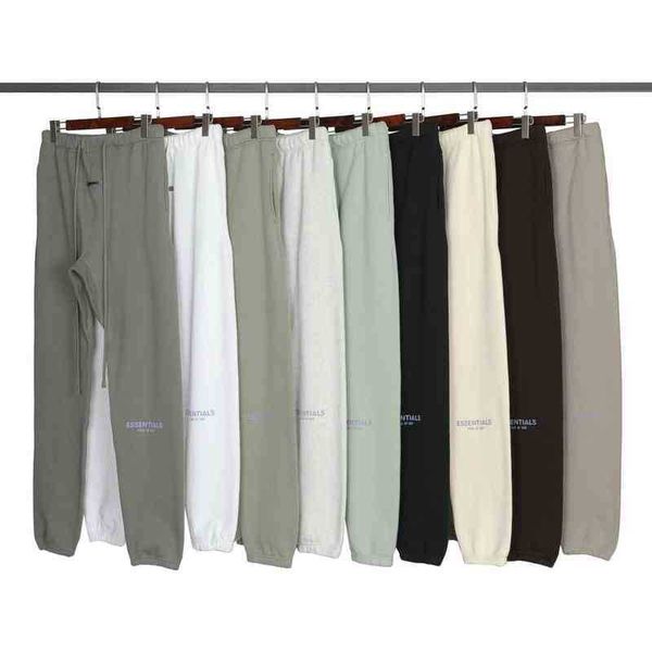 

essentials feel of double god line letter reflective plush casual pants, Black