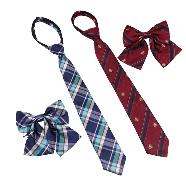 Ankunft Mädchen Junge Sommer Schule Formale Uniform Krawatte Set Bunte Streifen Plaid Britischen Krawatten Für Student Kinder Bowtie Krawatte