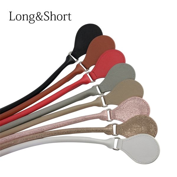 

long short concise round leather handle with drop d buckle for classic mini chic urban obag women handbag handle o bag 220607, Black