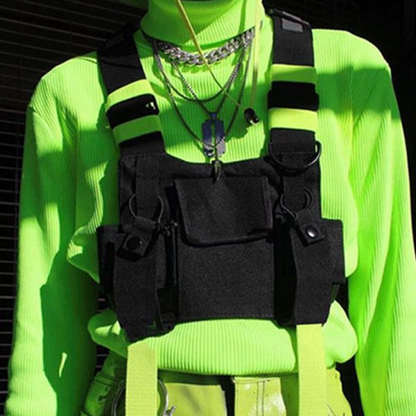 

functional chest rig bag hip hop black vest bags tactical streetwear bag reflective waist packs phone pocket kanye yb417