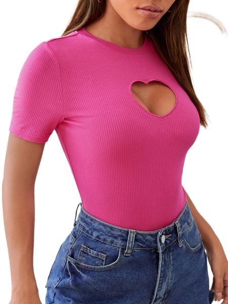 

cut out ribbed knit tee m2kw#, White