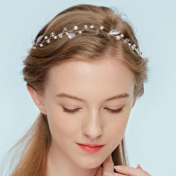 accessori per capelli da ballo da sposa fatti a mano semplici perle di perle foglia copricapo fascia da sposa per donne ragazze