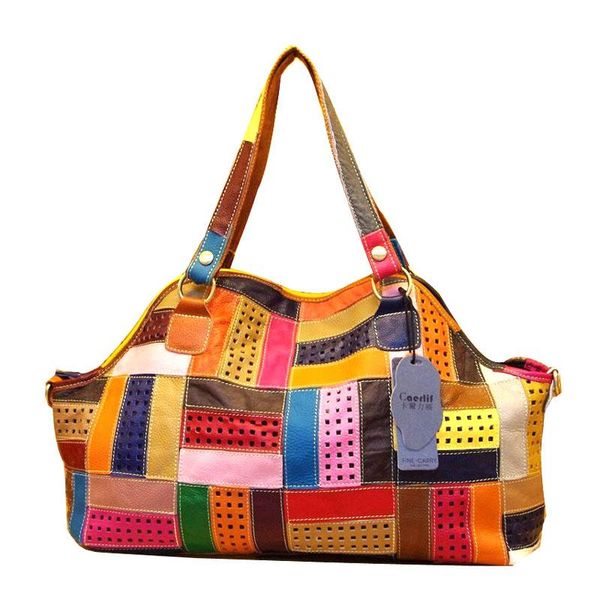 Bolsas de noite estilo bolsas vintage saco feminino saco de retalhos colorido colorido hollow grande bolsa awm100evening
