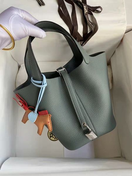 

women's bags, high-end custom quality basket picotin... 18cm tc combined swift leather handbag