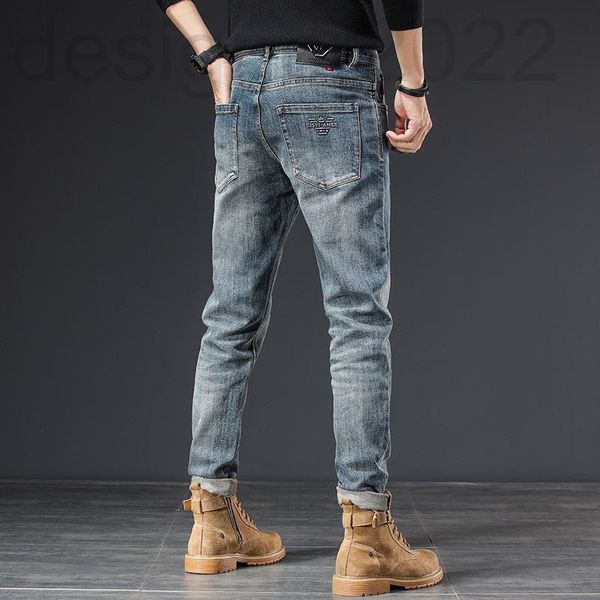 

men's jeans designer spring chiamania jeans men's slim fit elastic small feet high-end light luxury pants aw2j, Blue