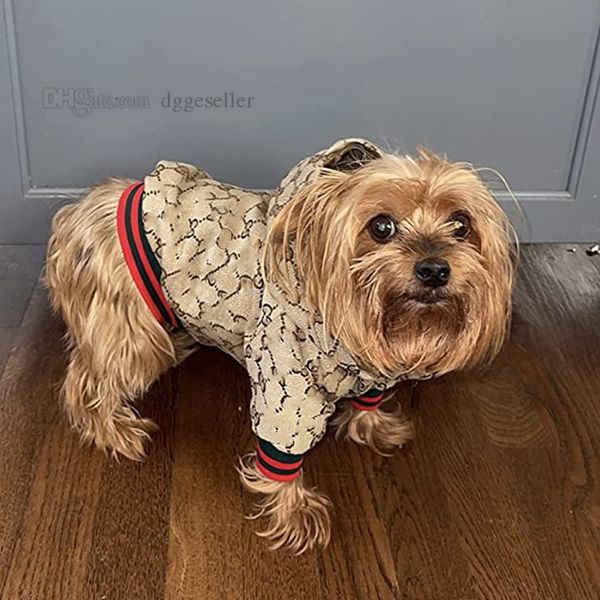 

Designer Dog Clothes Luxury Dog Apparel Classic Jacquard Letter Pattern Winter Dogs Jacket Pet Hoodie Coat Bulldog Teddy Chihuahua Puppy Clothing Brown s A161