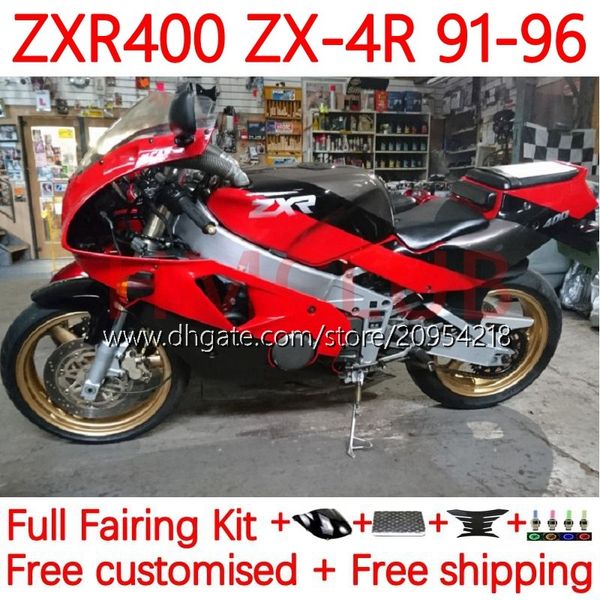 Kit carrozzeria per KAWASAKI NINJA ZXR 400 CC ZX-4R ZXR400 91 92 93 94 95 96 Cowling 19No.8 ZX4R 400CC ZX 4R ZXR-400 1991 1992 1993 1994 1995 1996 ABS Carene complete rosso grigio