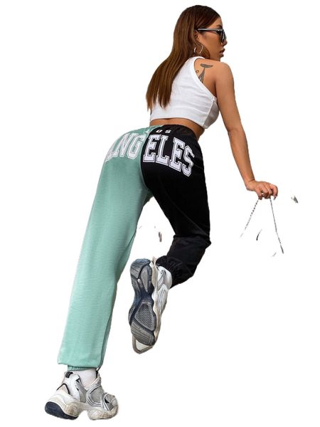 

colorblock letter graphic sweatpants o6ja#, Black;white