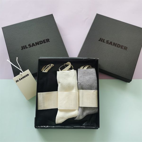 

women's casual mid-waist cotton socks men sports scok have label and box 3 pairs cx220322, Black