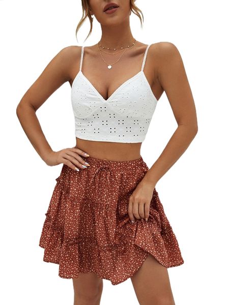 

schiffy cami and ditsy floral layered hem skirt n8zs#, White