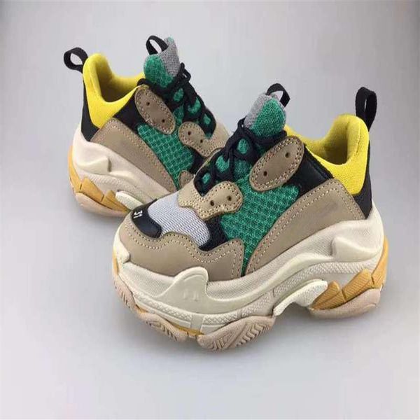 

with box kids triple s sneakers for boys men'designer shoes girls platform child sports children chaussures teenage thick sol2113, Black