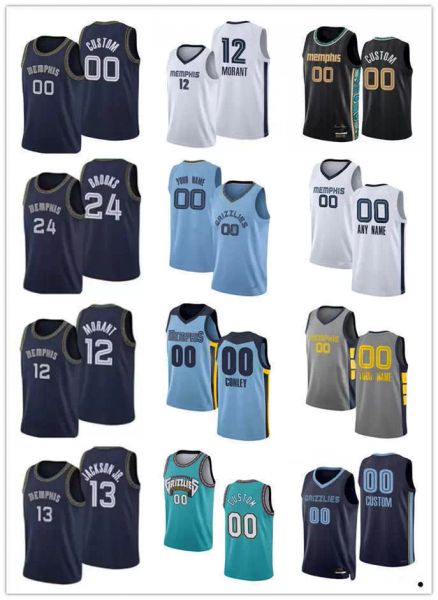 

75th custom men women youth 24 dillon brooks ja 12 morant 1 kyle anderson 13 jaren jackson jr. memphis''grizzlies''baske, Black