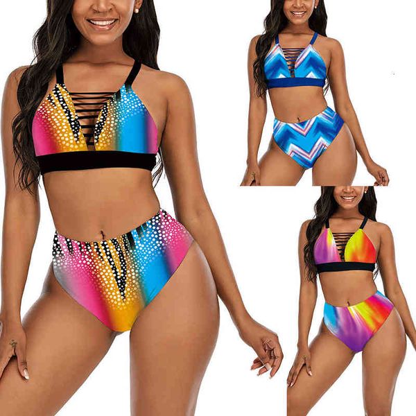 

swimsuit split print women's bikini swimsuit women, White;black
