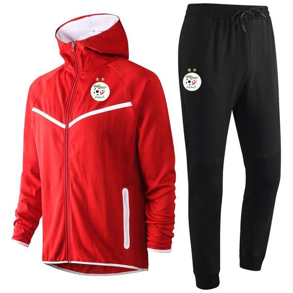 

2020 algeria national team soccer hoodie sweatshirt tracksuit sets winter mens casual sports hooded training sportswear suit runni225s, Black;blue