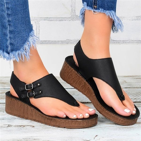 

women sandals women heels sandals platform wedges shoes for women summer sandalias mujer casual flip flops plus size 43 220427, Black