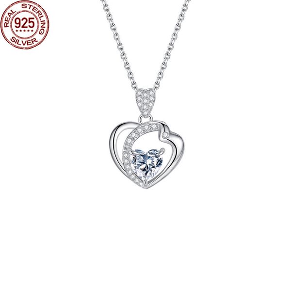 

new s925 sterling silver hybridized collarbone chain korean design heart-shaped zircon necklace girl friendship