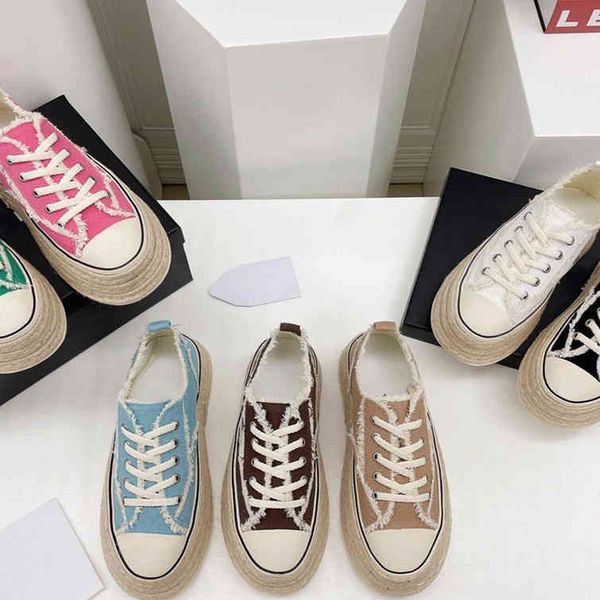 

2022 new biscuit shoes hemp rope straw woven small white shoes women's, Black;white