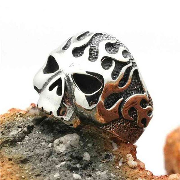 

new 3pcs/lot design biker style skull ring 316l stainless steel fashion jewelry biker skull ring306o, Silver