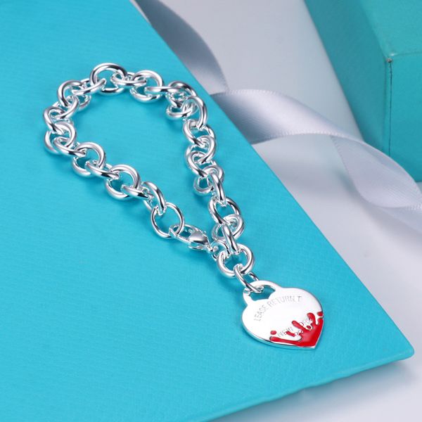 

link chain designer tiffjia love charm luxury jewelry bague homme t lovers bracelet blue red black enamel egg ring thick chain original pack