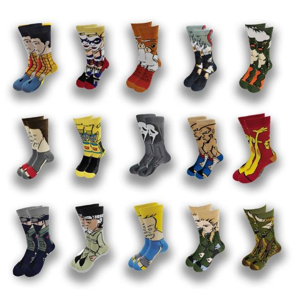 Мужские носки Quality Mens Anime Cartoon Happy Funny Sock осень зима теплые повседневные длинные глинисты