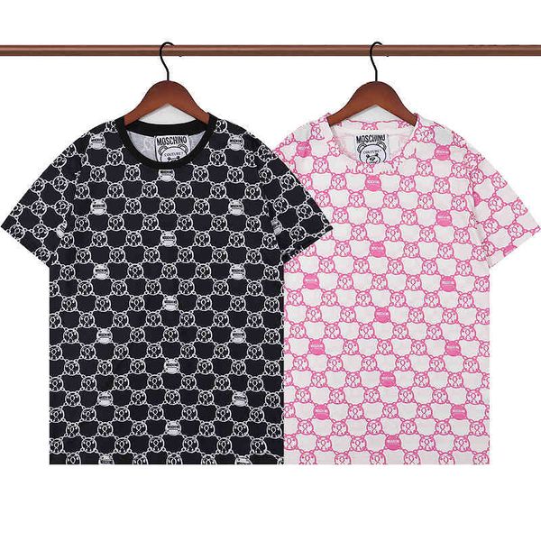 

men's t-shirts bear print short sleeve korean loose letter embroidery medium and long fashion t ufa6, White;black