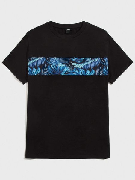 

men colorblock tropical print tee y08c#, White;black