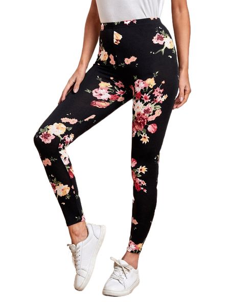 

emery rose high waist floral print leggings 167w#, White;black