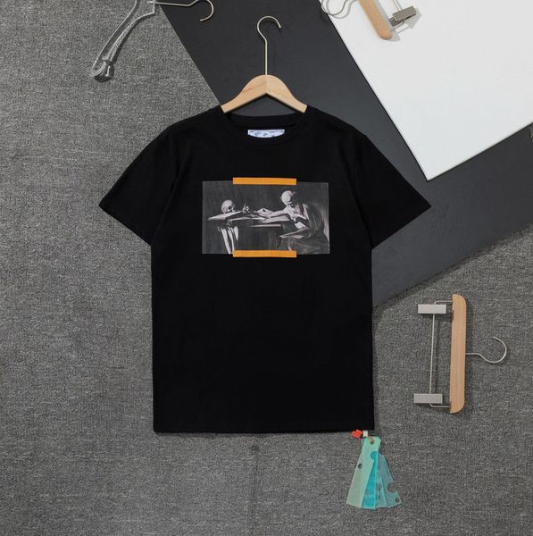 

brand mens fashion offs t shirts classic loose cotton men women t-shirt designers short sleeve letter oil paint tees black white shirt loq5, White;black