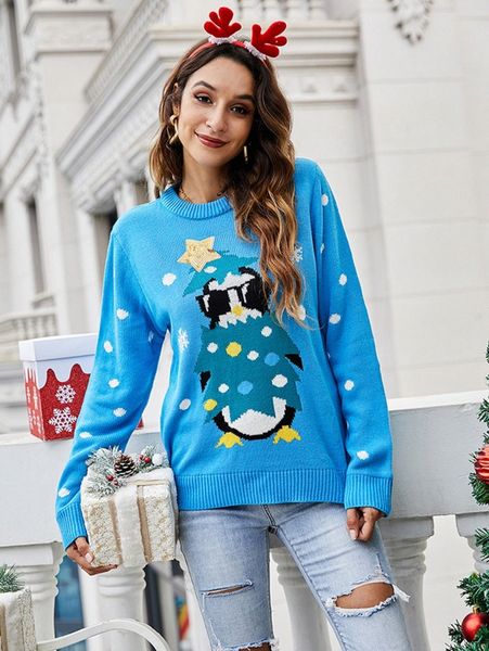 

christmas print sweater e23z#, White;black