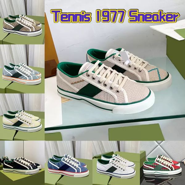 

tennis 1977 canvas casual shoes luxurys designers womens mens strawberry running shoe italy green red web stripe rubber sole brown double g