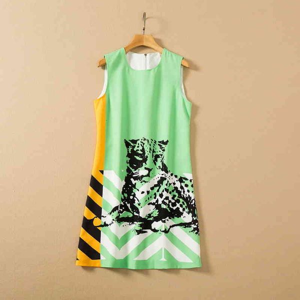 

casual dresses leopard pattern women's clothing summer 2022 back pearl buckle drill contrast color loose waist a-shaped dress i5r9, Black;gray
